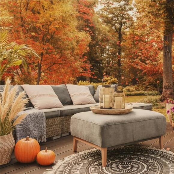 Natural rattan lantern set of 2 boho farmhouse table decor indoor outdoor - Picture 5 of 8